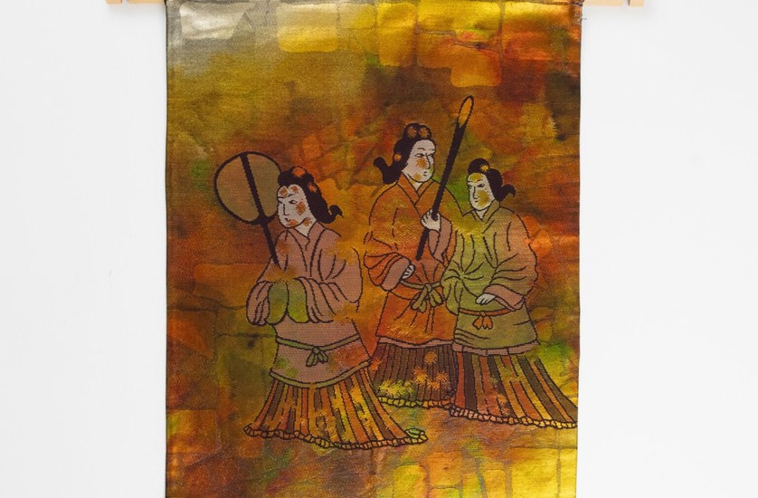The Kin-michi Bijin, Court Figures in Tsuzure-Ori Gold